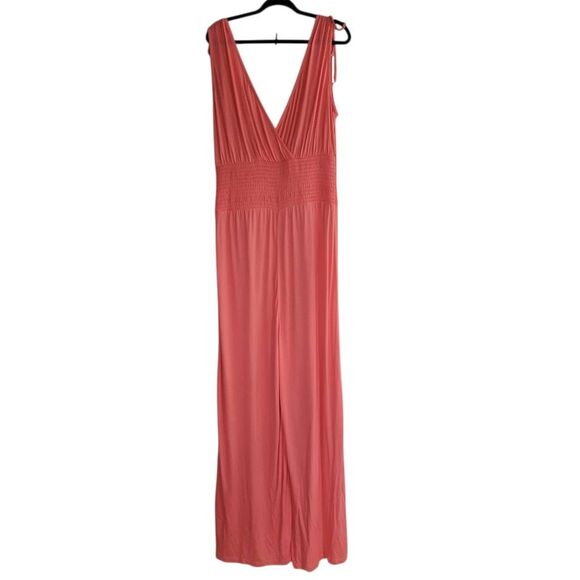NWT lascana jumpsuit sleeveless wide leg salmon size 14 summer beachy - Picture 2 of 16